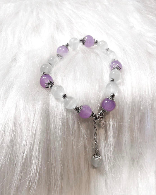 Transformation and Intuition Lavender Quartz and Moonstone Star Charm Bracelet