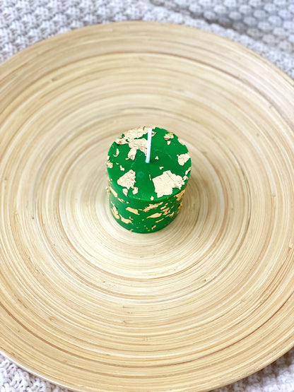 Green Wealth Votive With 24k Real Gold Flakes