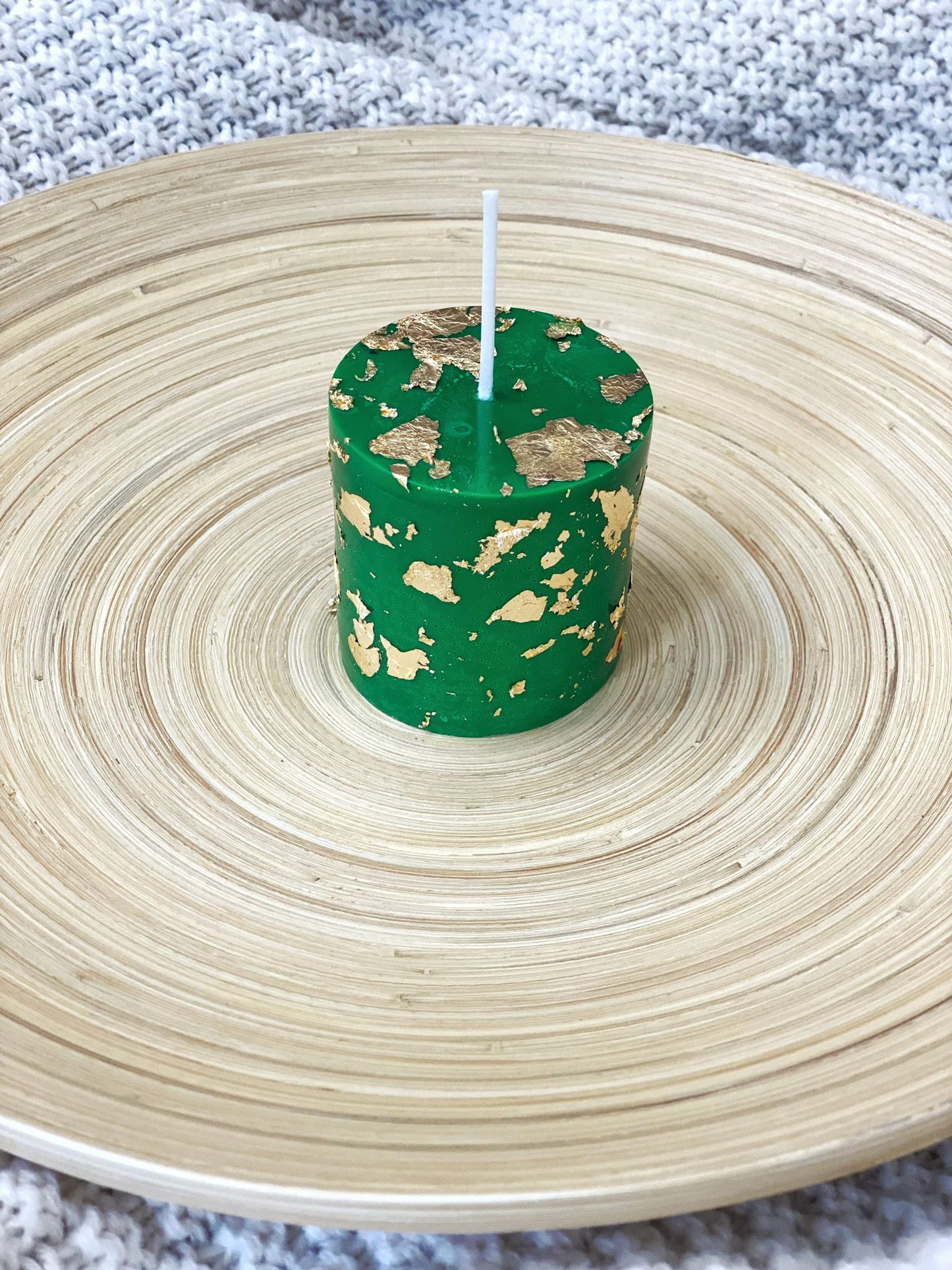 Green Wealth Votive With 24k Real Gold Flakes